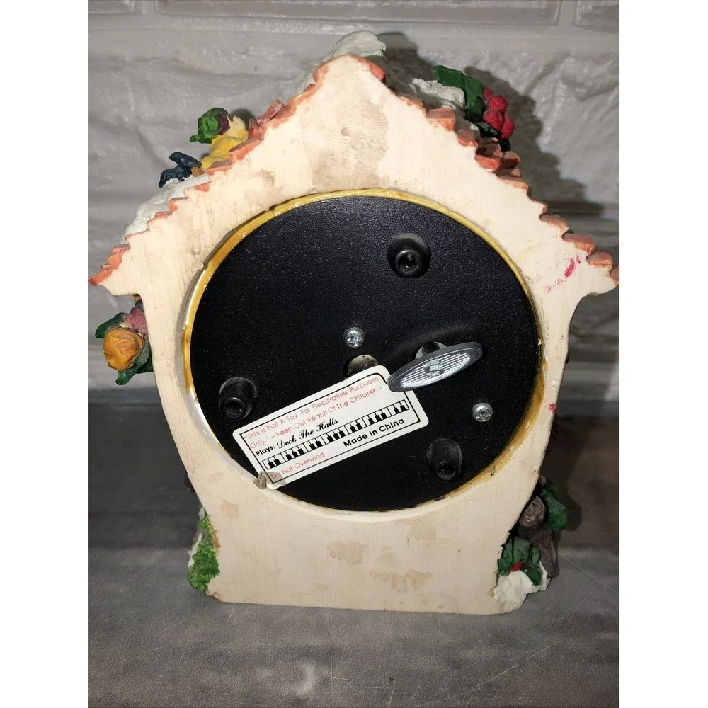 Animated Music Box Ceramic Christmas Clock Figure house Elves 6